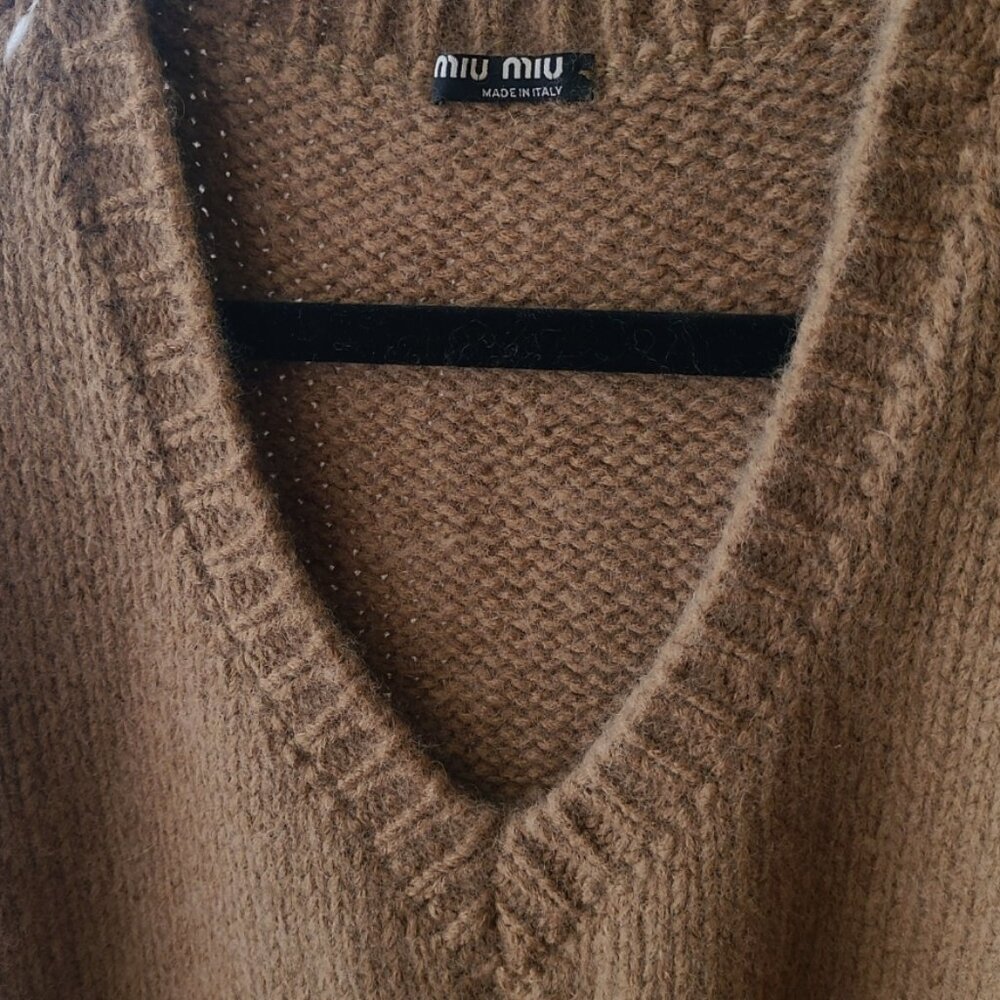 MIU MIU - NEW Oversized Tan/Olive Wool Sweater